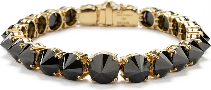 Women's 18k Yellow Gold Inverted Black with White Diamonds Bracelet