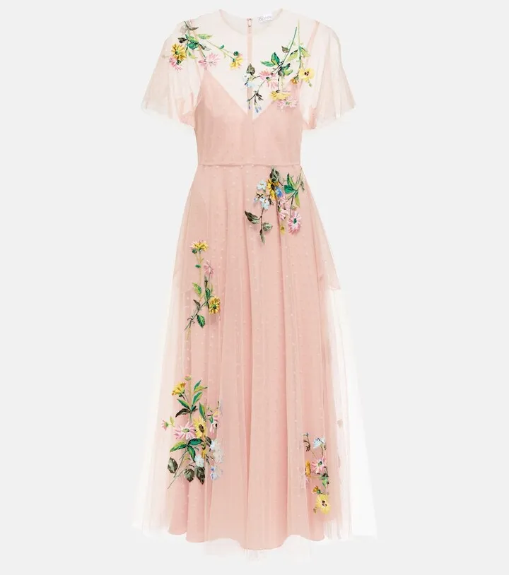 Floral tulle midi dress