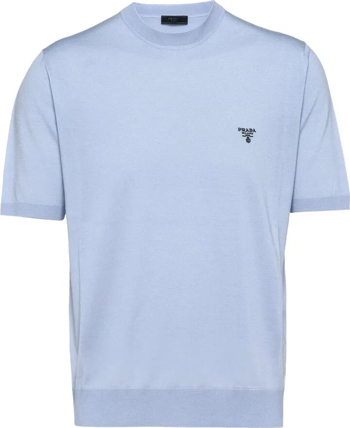 embroidered-logo wool T-shirt