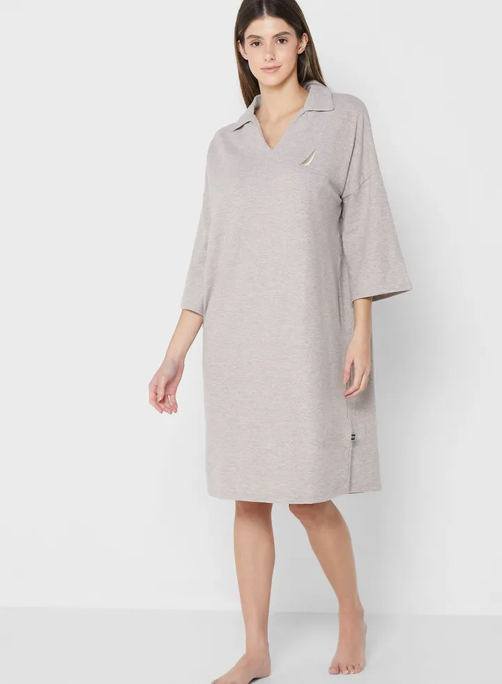 Polo Neck Knitted Night Dress