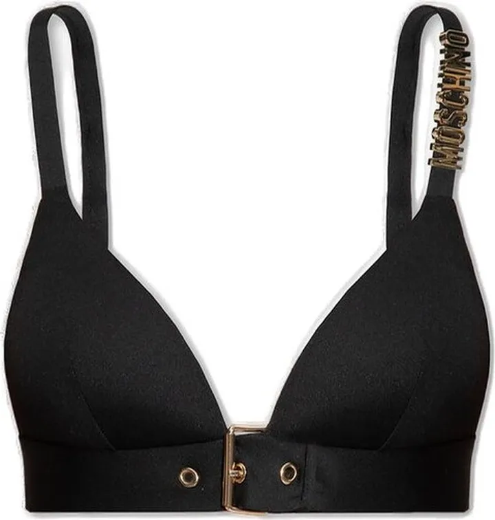 Moschino Logo-Plaque Buckled Triangle Bikini Top