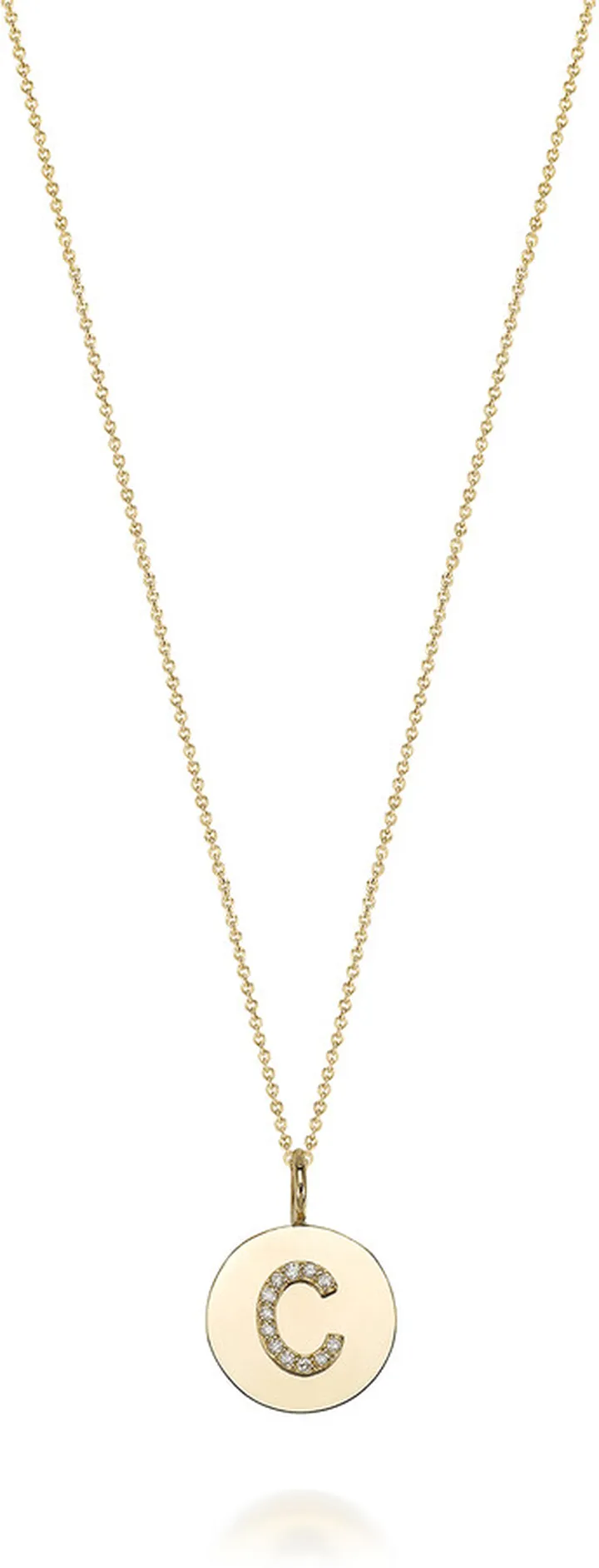 Kari 14K Gold Diamond Initial Medallion Necklace