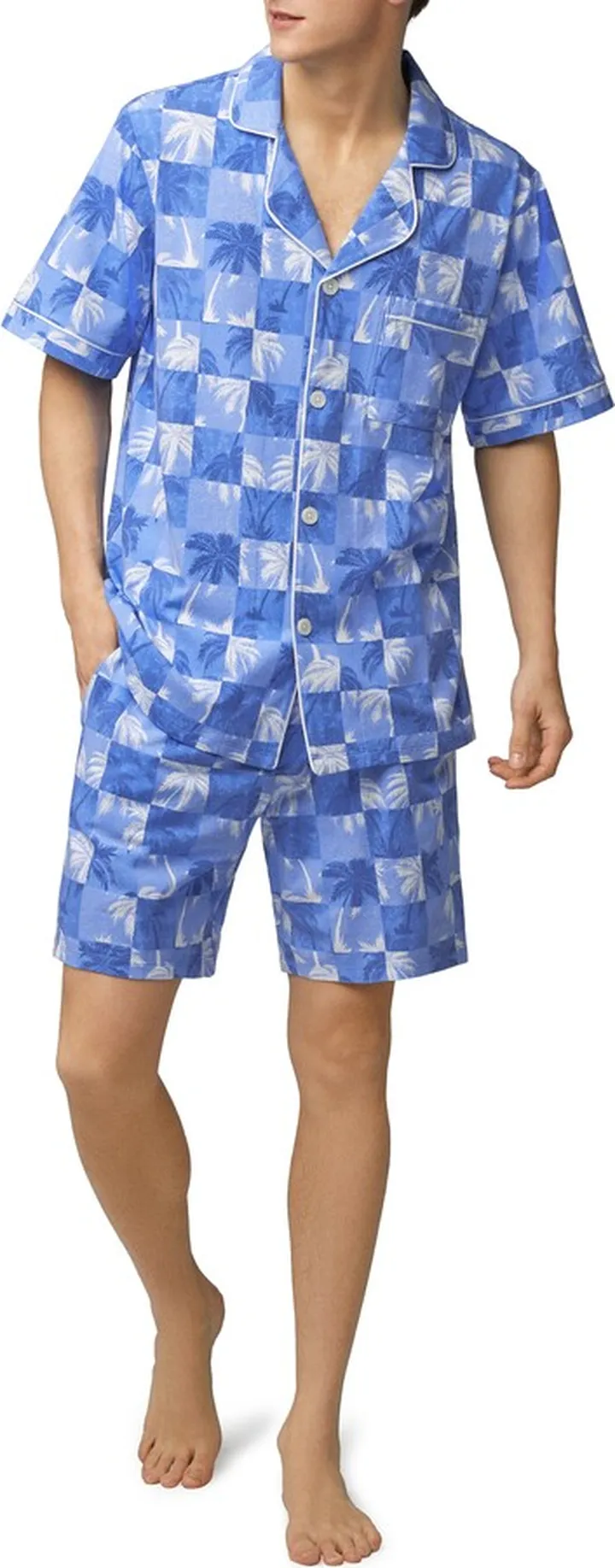 Palm Print Stretch Organic Cotton Short Pajamas