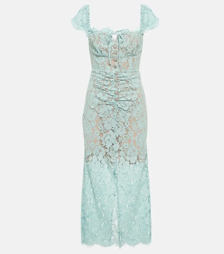 Embellished lace midi dress