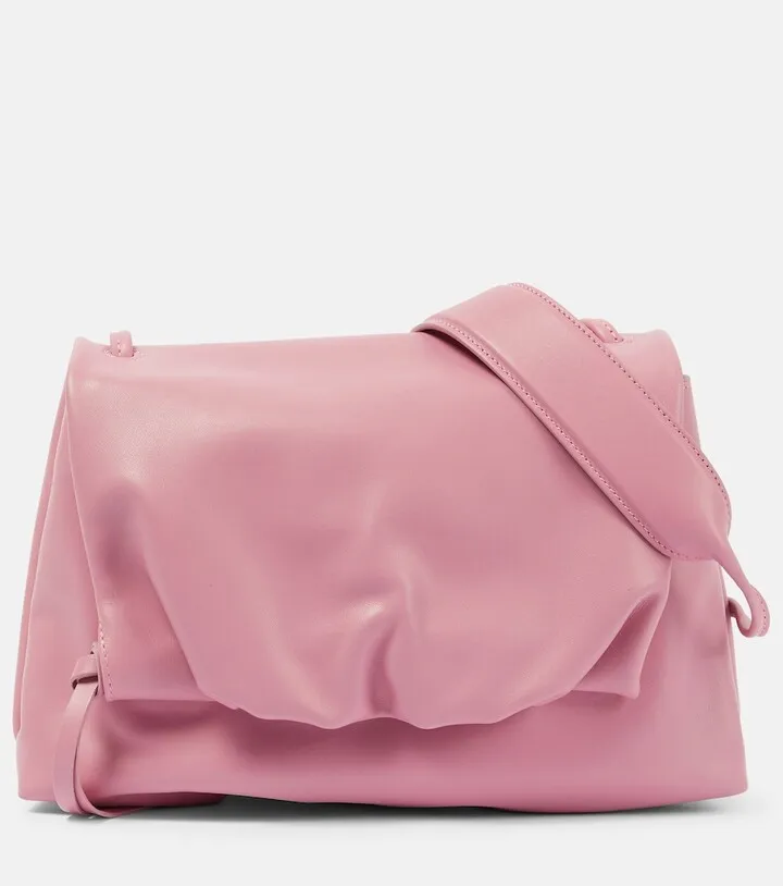 Ruched leather shoulder bag