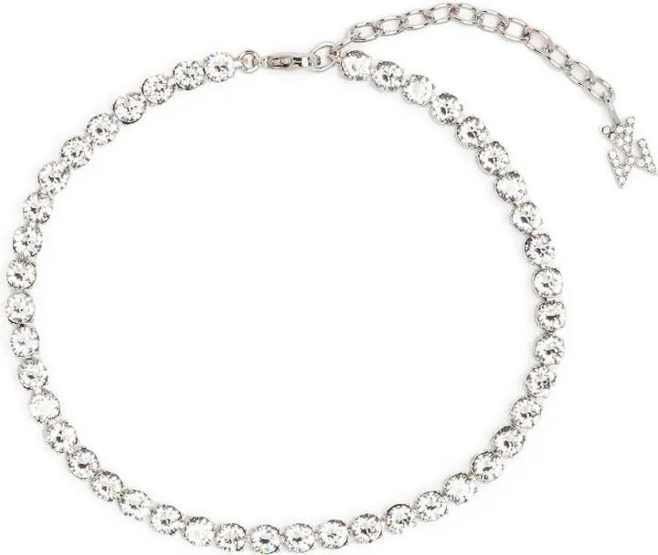 Silver-Tone Crystal Tennis Anklet