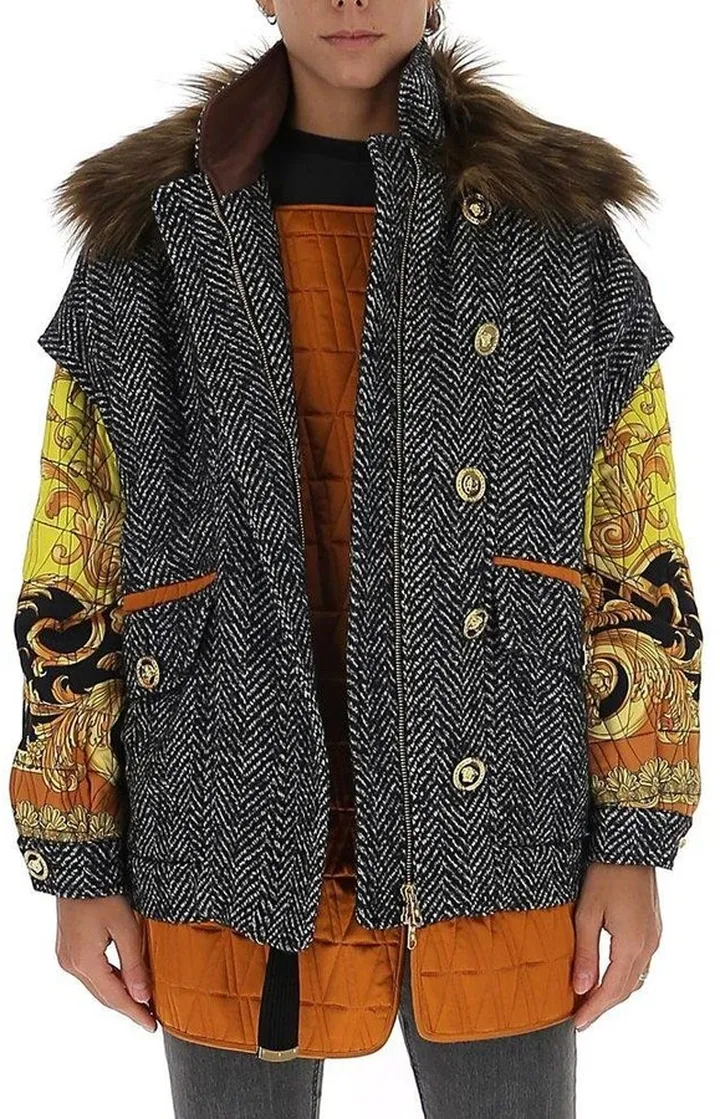 Versace Patchwork Wrap Coat