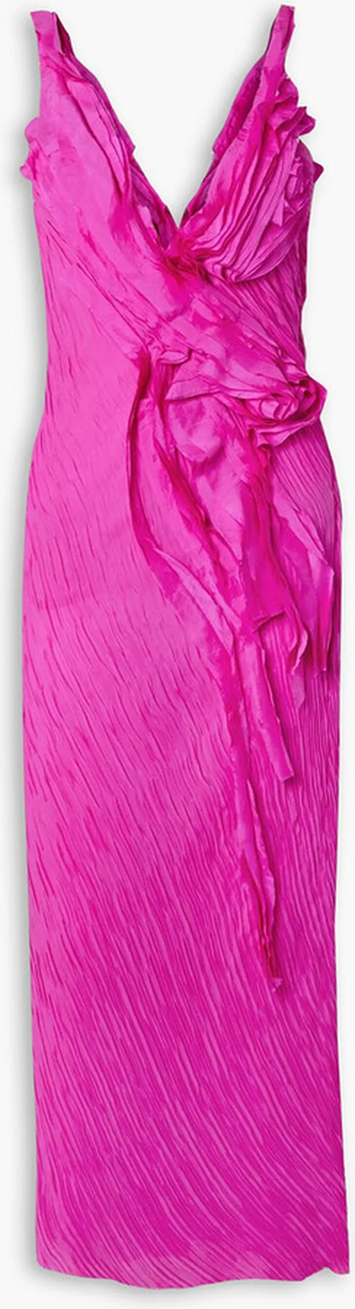 Ruffled silk-crepon midi dress