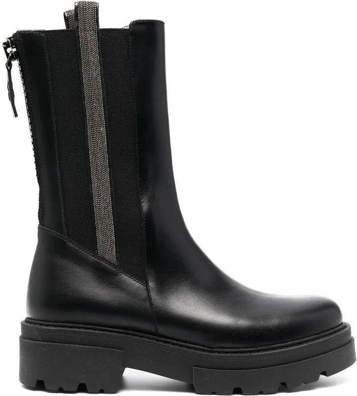 Bead-Embellished Combat Boots
