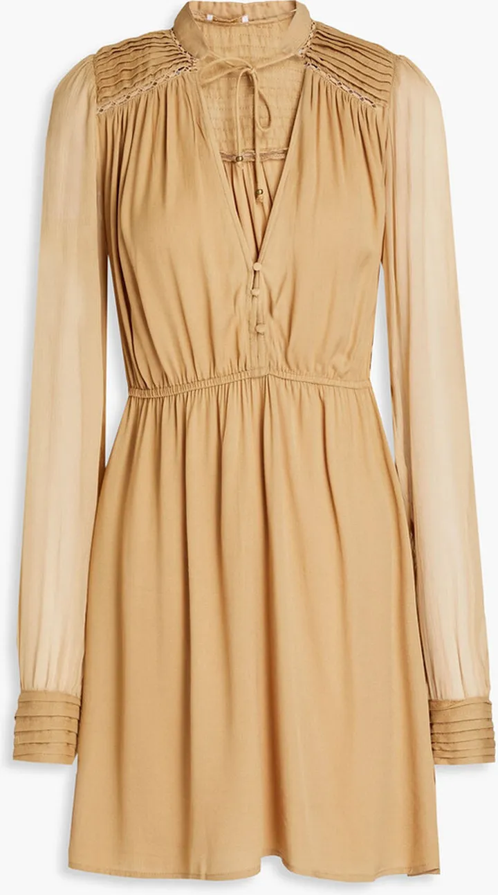 Gardenia Nima pintucked crepe mini dress