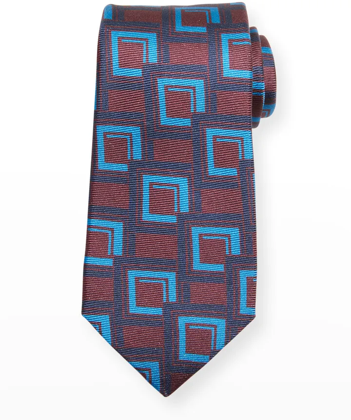 Men's Bordeaux Geometric Silk Tie