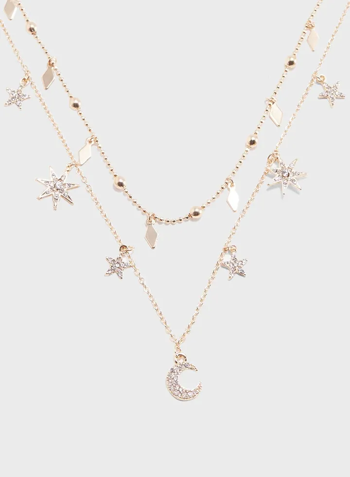 Moon & Stars Charm Necklace