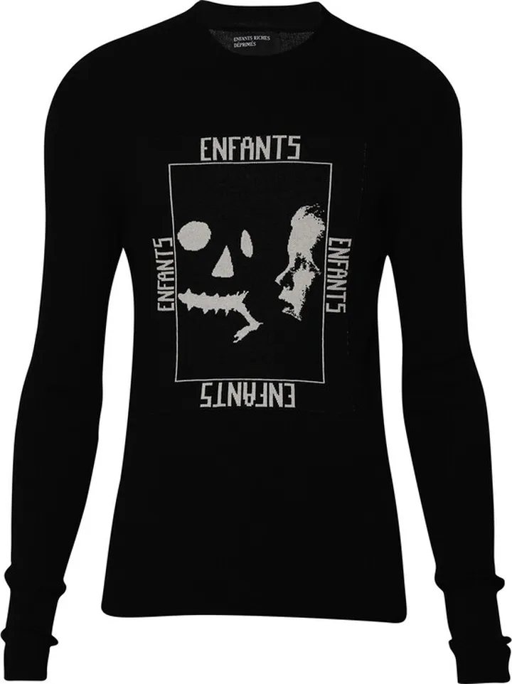 Halloween Knit Thermal Long-sleeve T-shirt Navy And White