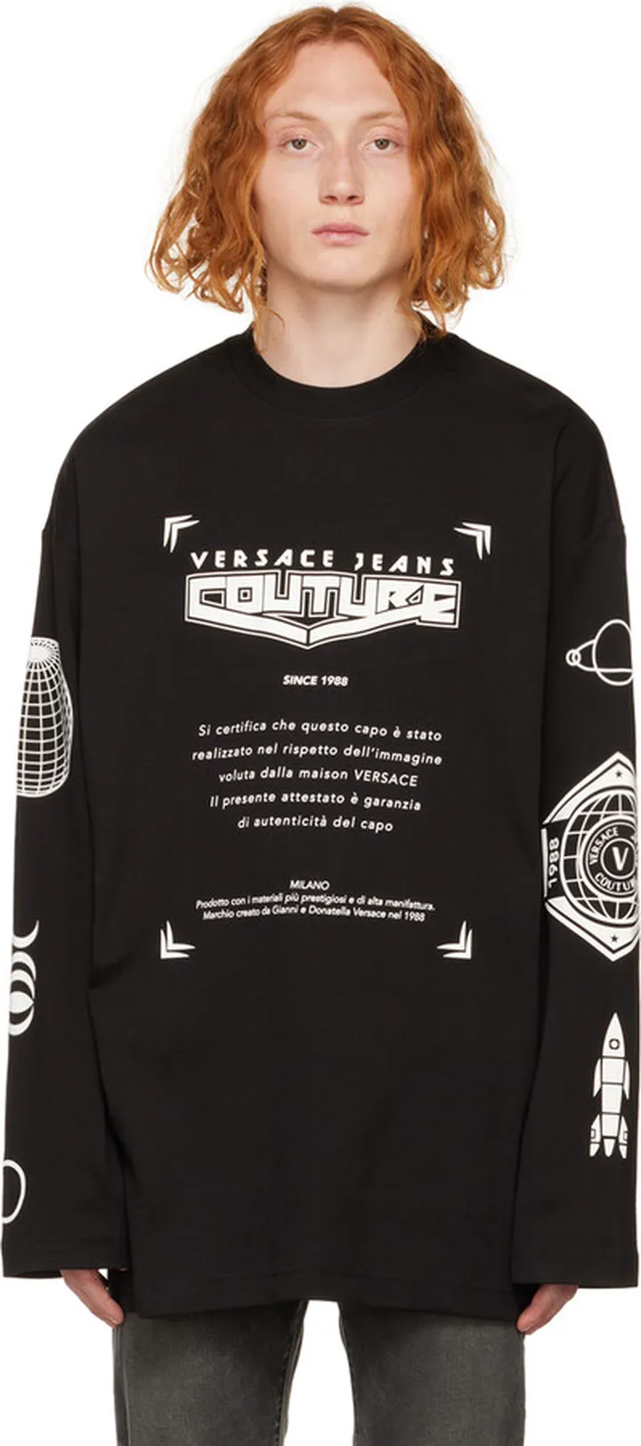 Versace Jeans Couture Black Bonded Long Sleeve T-Shirt