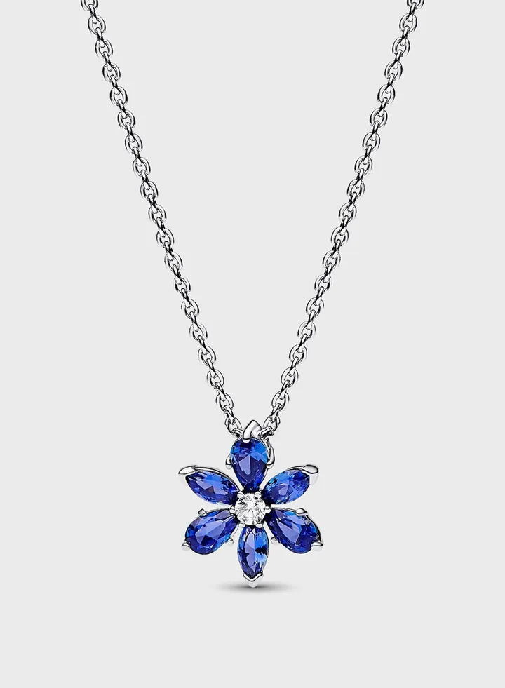Sparkling Blue Herbarium Cluster Pendant Necklace