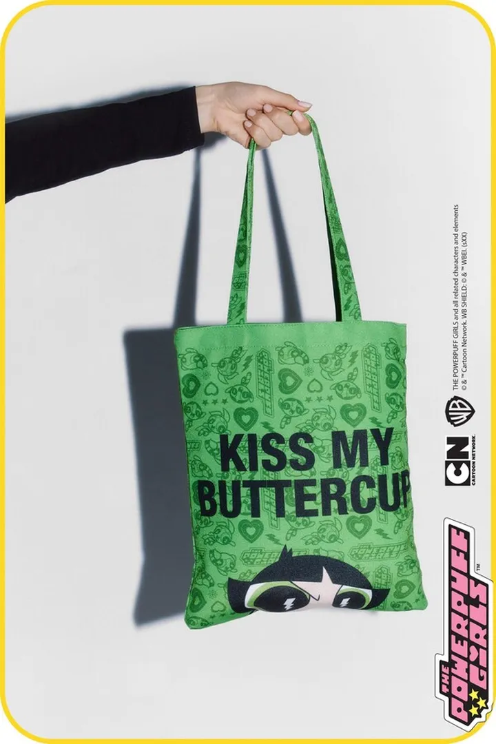 Nasty Gal Womens 'Kiss My Buttercup' Powerpuff Tote Bag