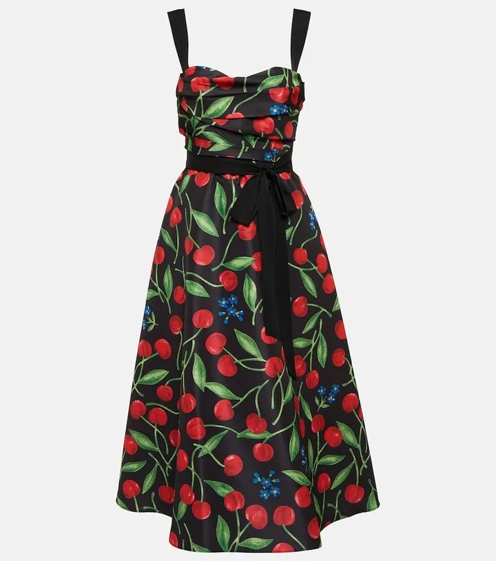 Printed A-line midi dress