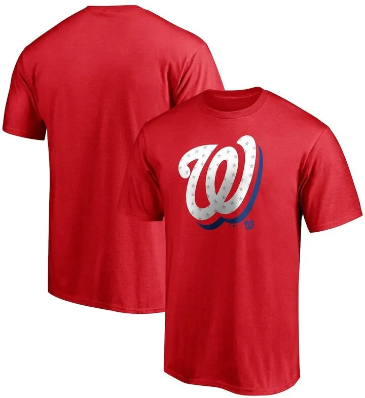 Men's Fanatics Branded Red Washington Nationals Red White and Team Logo T-shirt