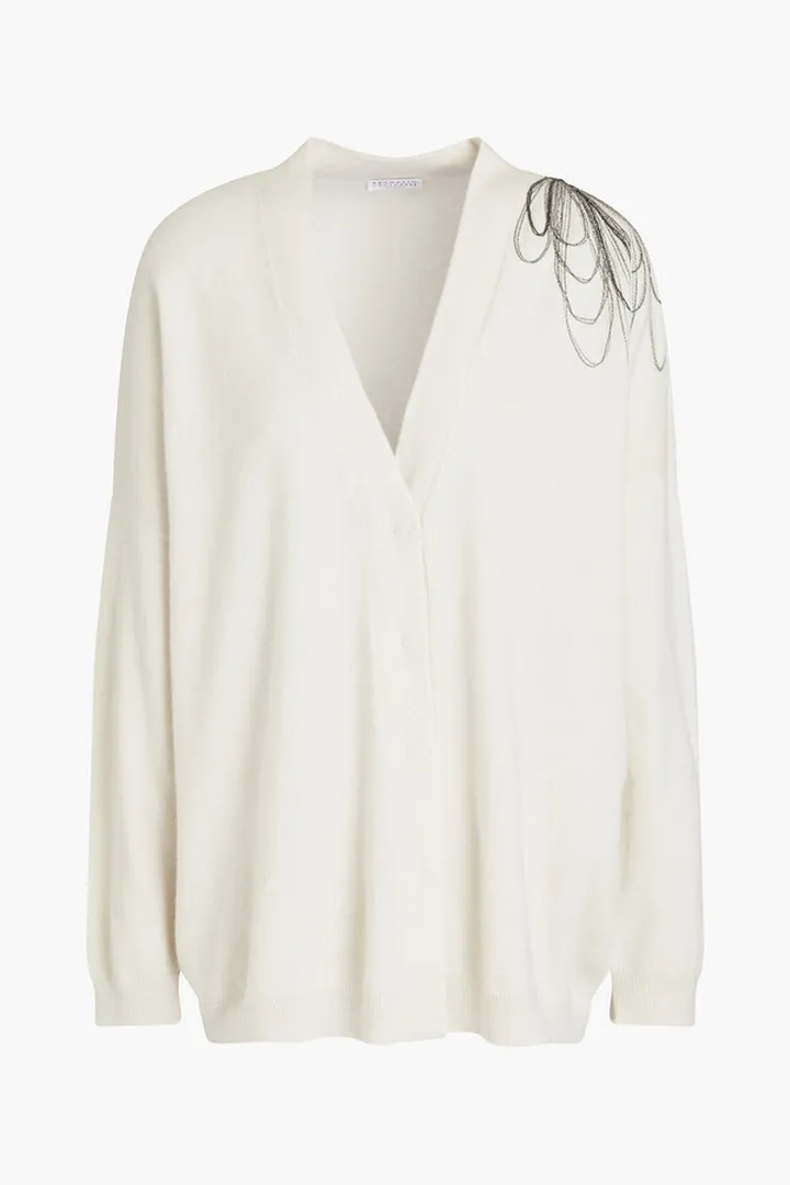 Bead-embellished cashmere cardigan