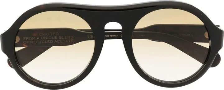 Black Pilot Frame Gradient Sunglasses