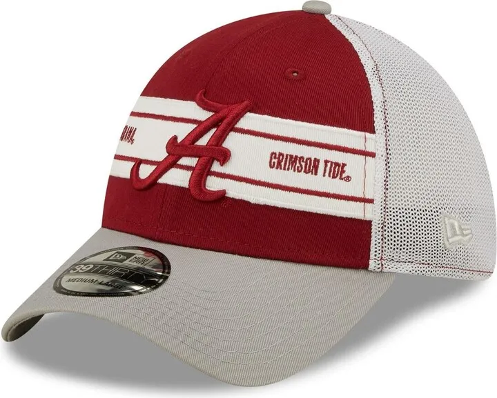 Men's New Era Crimson and Gray Alabama Crimson Tide Banded 39THIRTY Flex Hat