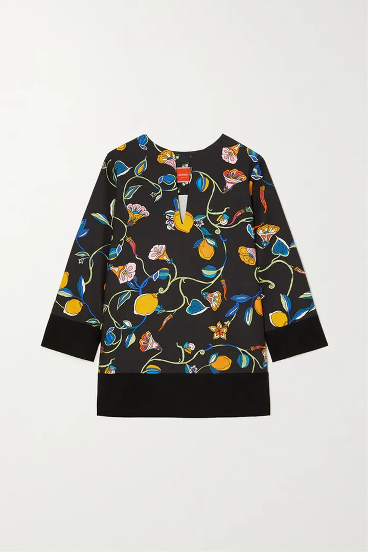La DoubleJ - Printed Textured-cotton Tunic - Black