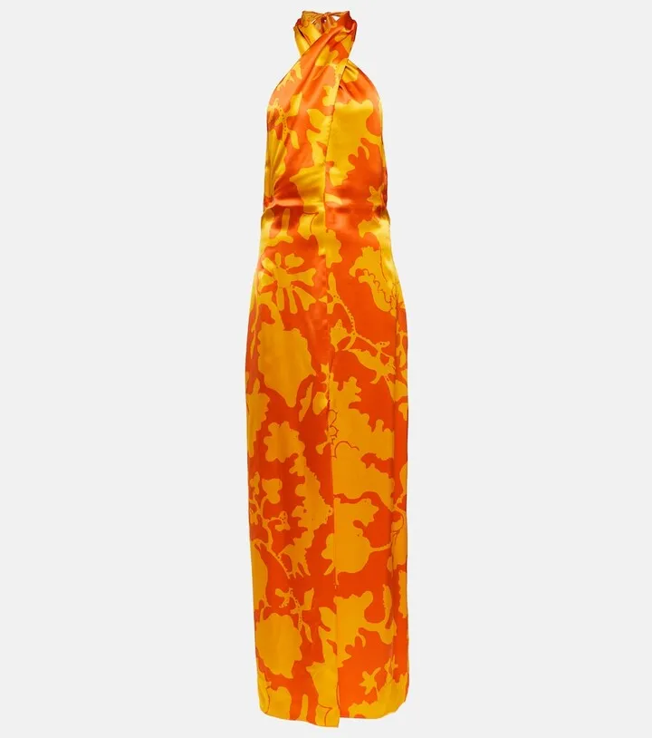 Printed silk maxi dress