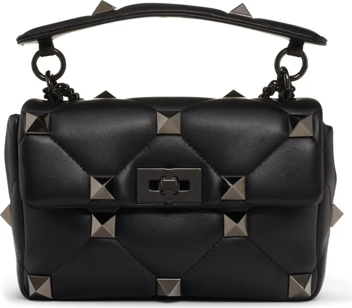 Large Roman Stud Leather Shoulder Bag