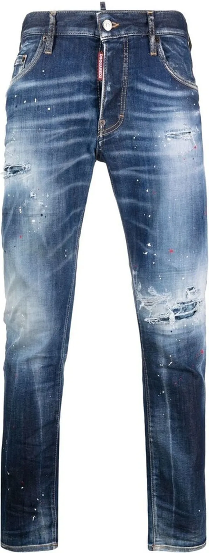 Distressed Slim-Cut Jeans