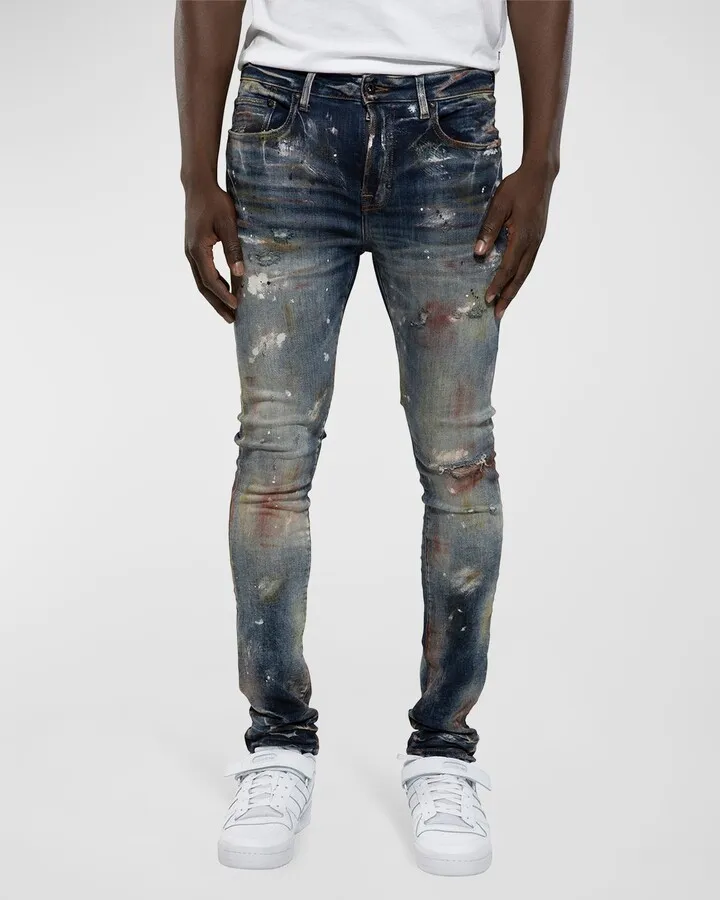 Men's Wineberry Distressed Skinny Jeans