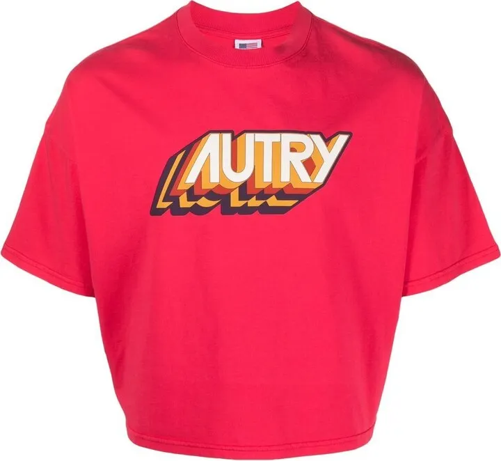 logo-print cropped T-shirt