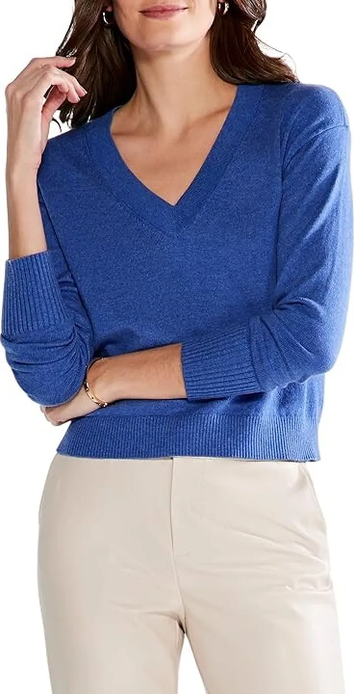 NIC+ZOE Shorty V Sweater (Gulf) Women's Clothing