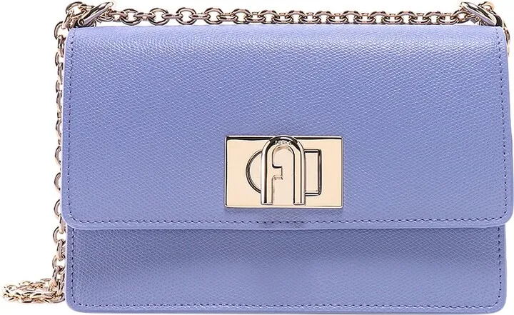 Leather shoulder bag with frontal logo