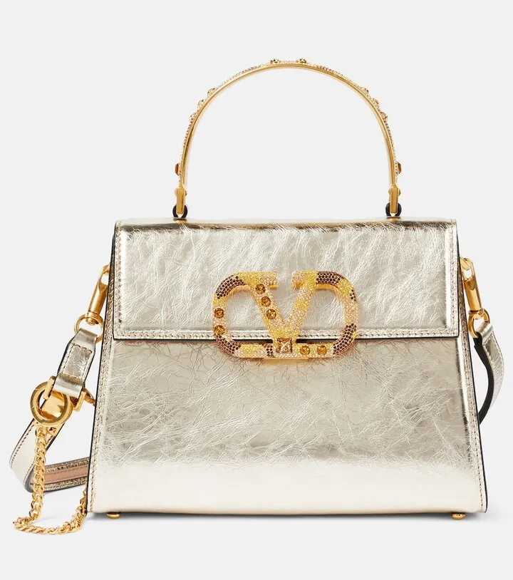 VSling Micro metallic leather tote bag