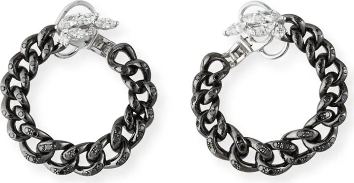 18k Diamond Curb-Link Hoop Earrings