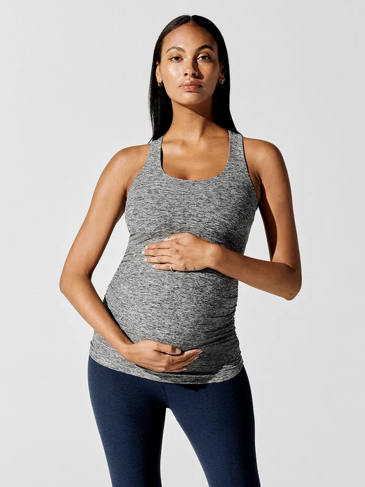 Spacedye Bases Covered Maternity Racerback Tank - Black-White