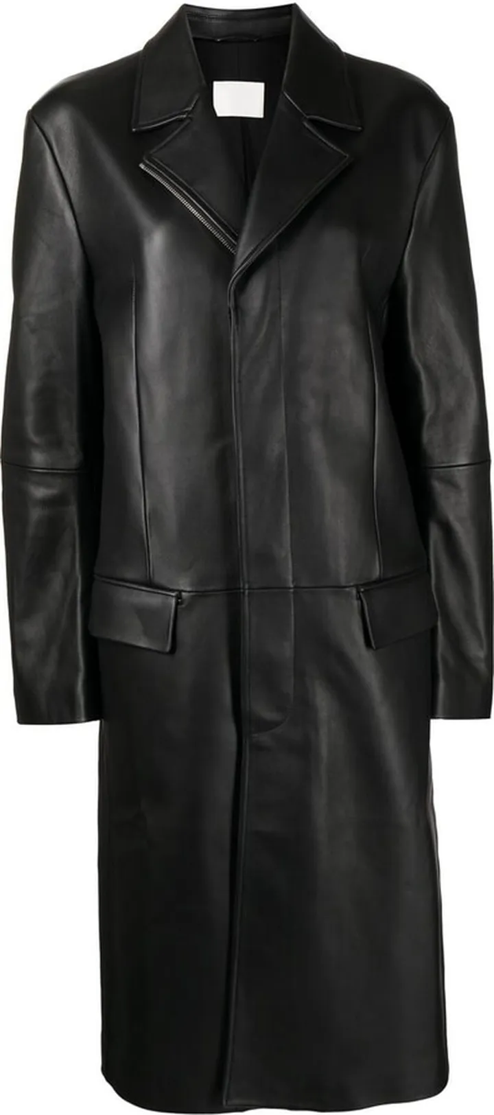 Longline leather trench coat