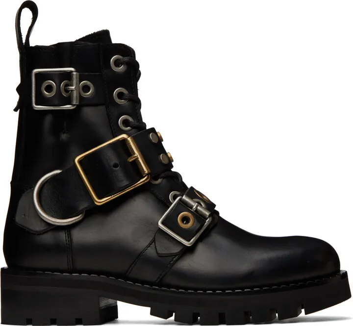 Vivienne Westwood Black Combat Buckle Boots