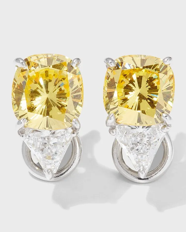 Sterling Silver Cushion Trillion Earrings