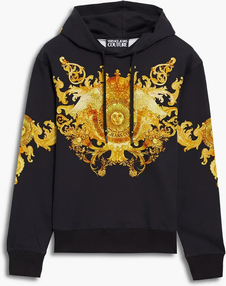 Printed French cotton-terry hoodie