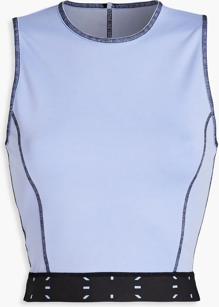 Cropped cotton-blend jersey top