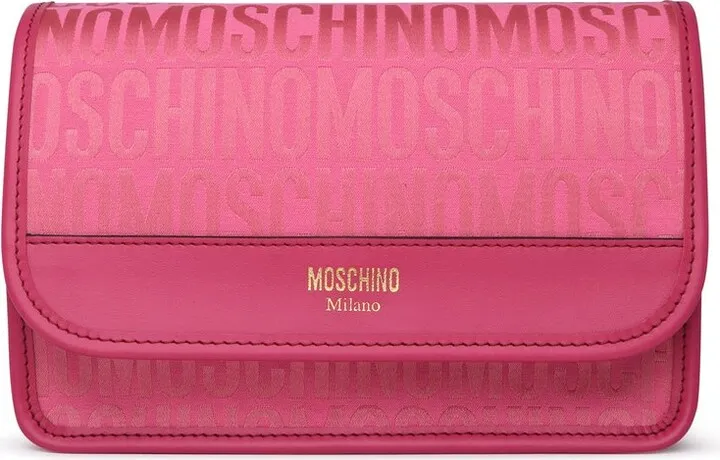 Moschino Logo Jacquard Foldover Top Shoulder Bag