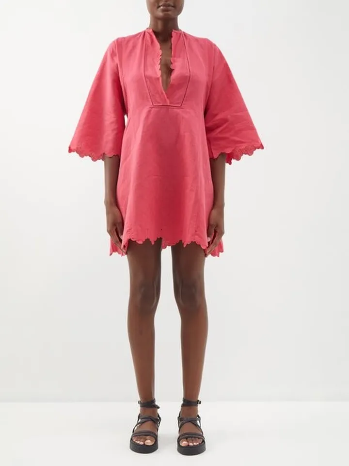 Rachel Scalloped-edge Cotton-blend Mini Dress