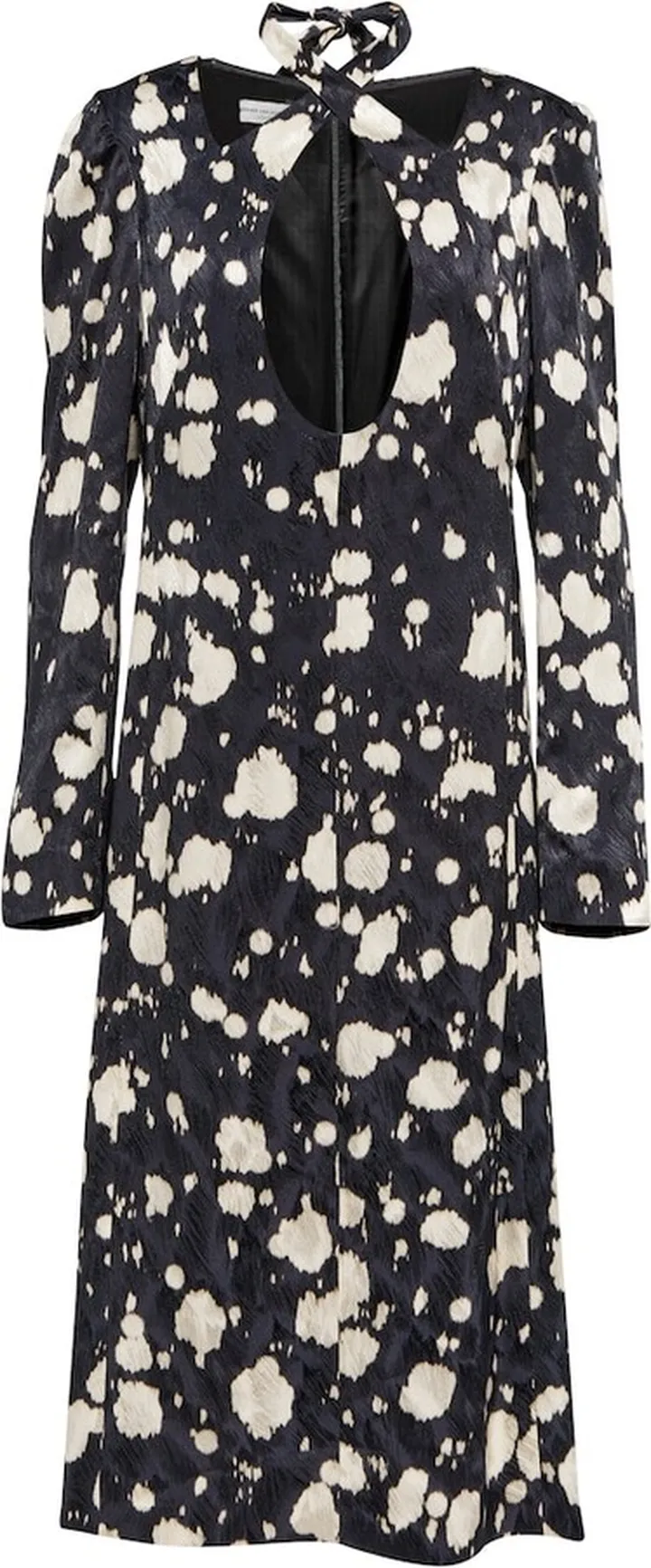 Cutout satin jacquard midi dress