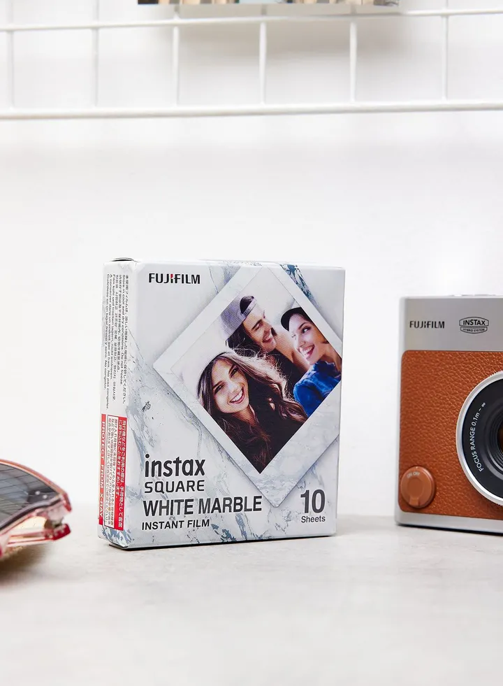 Instax Square Film, White Marble Border With 10 Sheet Pack
