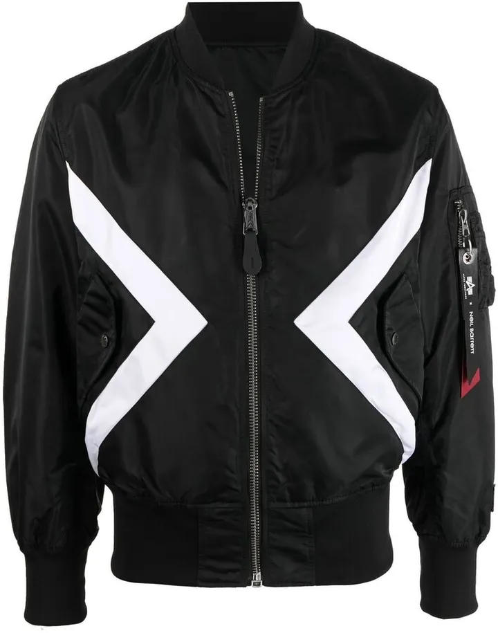 Contrasting-Panel Detail Bomber Jacket