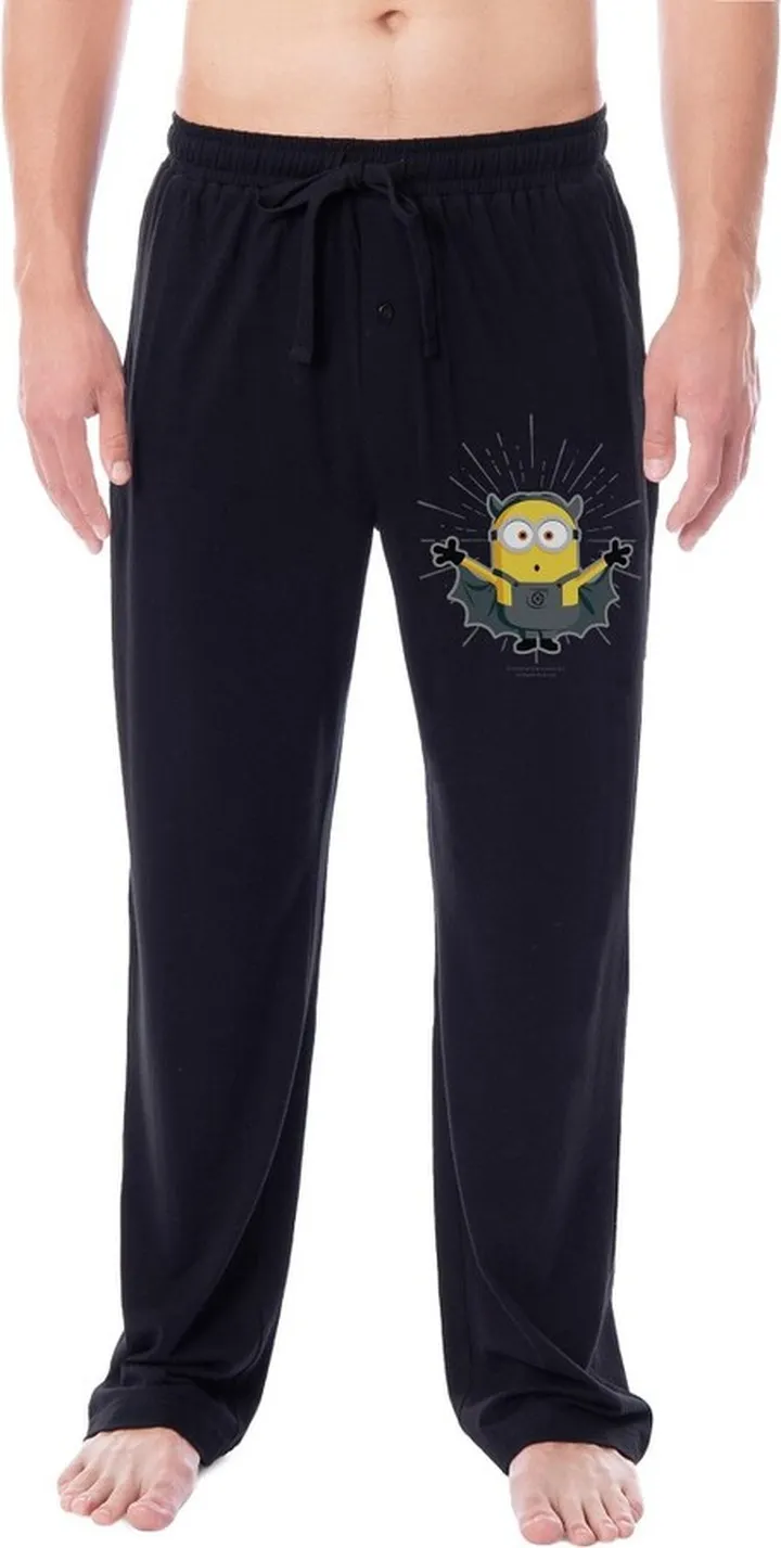 Despicable Me Mens' Bat Minions Halloween Character Sleep Pajama Pants (Medium) Black