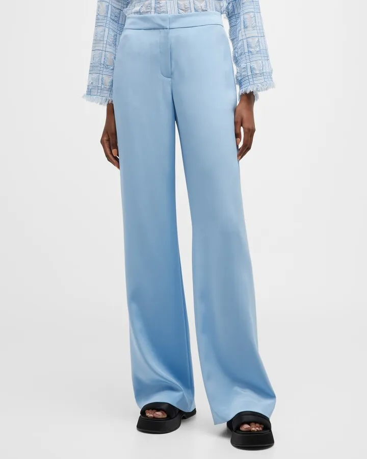 Dalton Wide-Leg Stretch Silk Pants