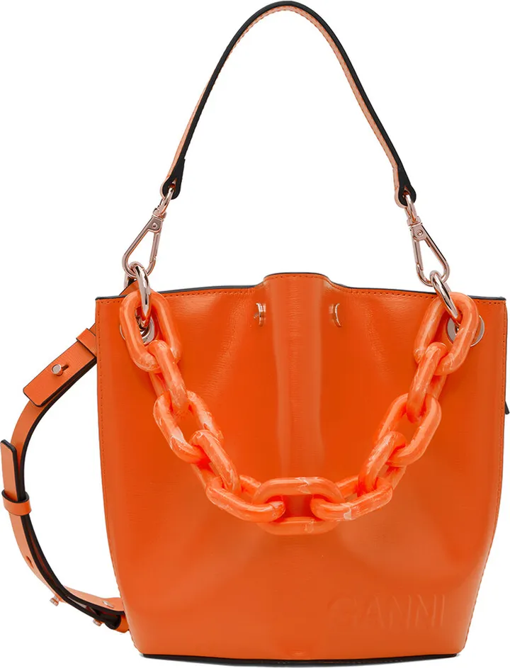 GANNI Orange Small Diamond Bucket Bag