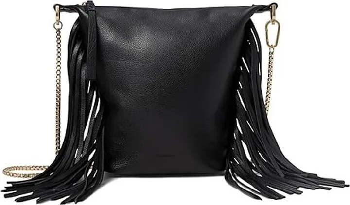 AllSaints Evaline Fringe Crossbody (Black) Cross Body Handbags